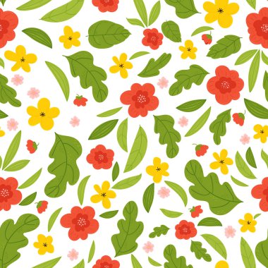 Kusursuz parlak yaz çiçekleri deseni.