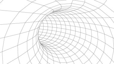 Beyaz arka planda teknolojik telgraf tüneli. Geleceğin 3d ızgarası.