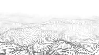 Vektör soyut gelecek arka planı. Büyük veri görselleştirmesi. Parçacıkların dinamik dalgası.