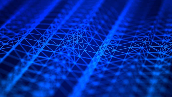 青のデジタル背景 ネットワーク接続構造 3Dレンダリング — ストック写真