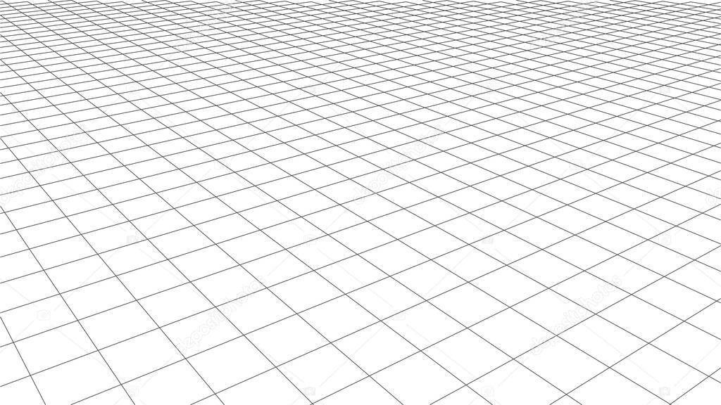 Abstract perspective grid. Wireframe vector landscape.