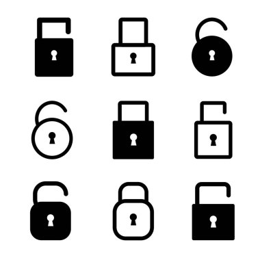 Kilitle ve kilidi aç simgesi hazır. Beyaz arkaplanda vektör sembolü.