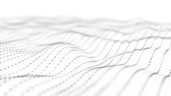 Fundo Futurista Abstrato Visualização Big Data Onda Dinâmica Partículas Renderização — Fotografia de Stock