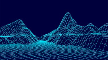 Mavi arkaplanda kablo çerçeve tasarımı. Teknoloji ağı.