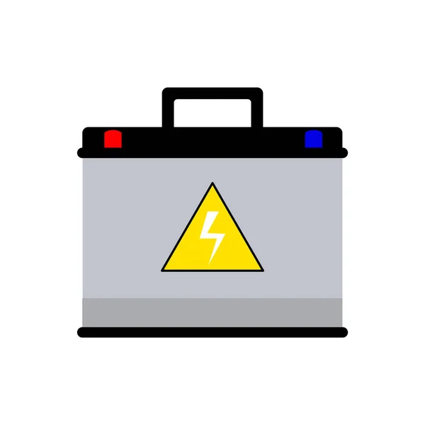 Auto Batterij Pictogram Witte Achtergrond Geïsoleerde Elektriciteitsaccumulator — Stockvector