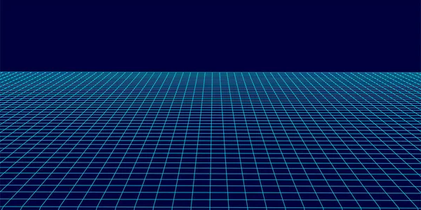Абстрактная Перспективная Сетка Пейзаж Wireframe Векторная Иллюстрация — стоковый вектор