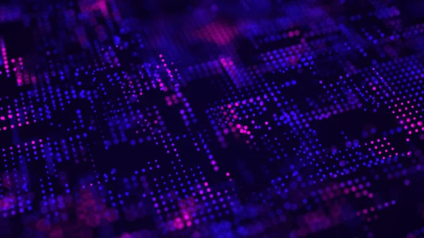 粒子のデジタルブルーの背景 抽象的な未来図 ビッグデータ可視化 テクノロジーのダイナミックドットの背景 3Dレンダリング — ストック写真