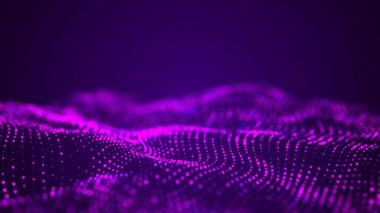 Parçacıkların dijital dinamik dalgası. Soyut fütüristik noktalar arka planı. Büyük veri görselleştirmesi. 3B görüntüleme.