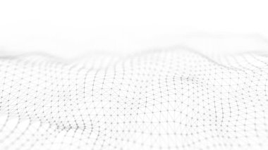 Soyut fütüristik geçmiş. Büyük veri görselleştirmesi. Parçacıkların dinamik dalgası. 3B görüntüleme.