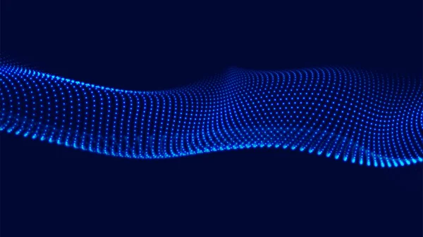 色の音楽の音波 素粒子の未来的背景 ベクトル技術ダイナミックドットの背景 ビッグデータ可視化 — ストックベクタ