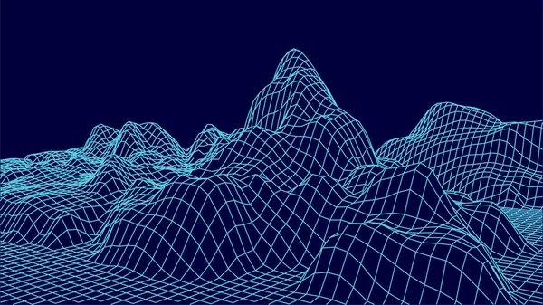 蓝色背景的线框景观设计 技术网格 — 图库矢量图片