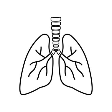 Beyaz arka planda akciğer simgesi. İnsan solunum sistemi. Vektör izole edilmiş işaret iç organı.