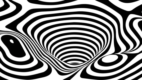 Vektor Optische Täuschung Mit Schwarzen Und Weißen Linien — Stockvektor