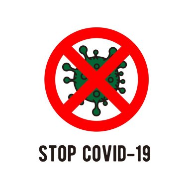 Etiket veya pul için çift stop covid-19 vektörü