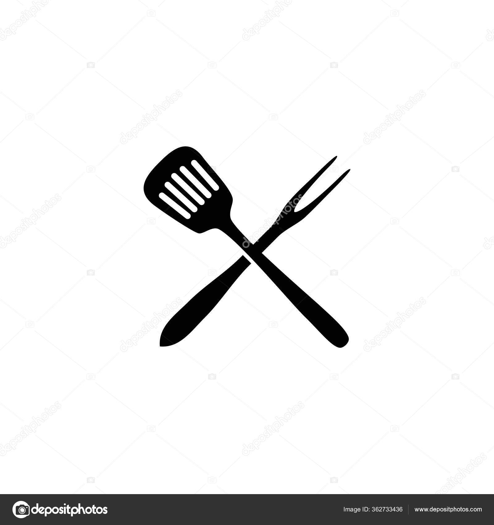 Crossed Fork Spatula Grill Tools Logo Icon Vector Stock Vector Image by