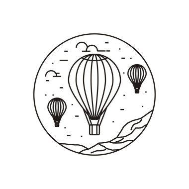 Sıcak hava balonu logo vektör çizgisi çizimi