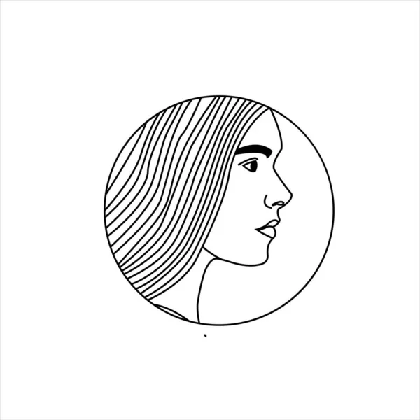 Beauty Girl Line Art Logo Design Vector Salon Spa — стоковый вектор