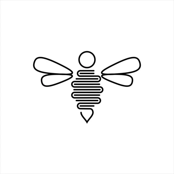 Line Art Bee Logo Design Minimalist — Stock Vector