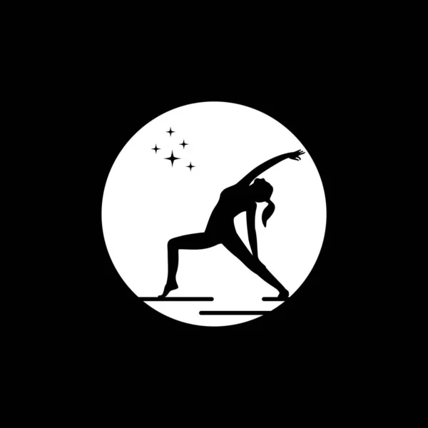 Yoga Lub Pilates Sylwetka Wektorze Logo Księżyca — Wektor stockowy
