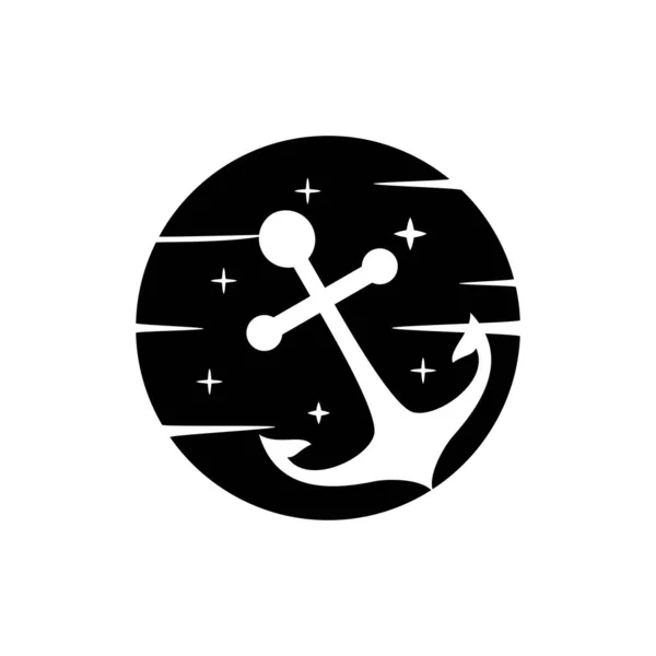 Anchor Dark Moon Logo Vector Design — Stock Vector
