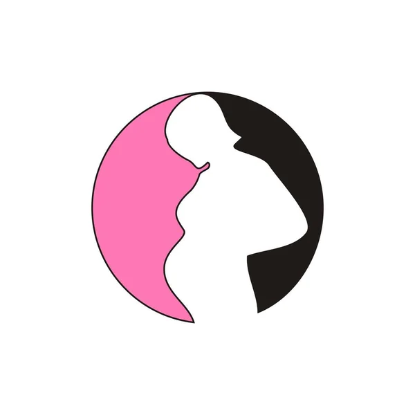 Maman Enceinte Silhouette Dans Cercle — Image vectorielle