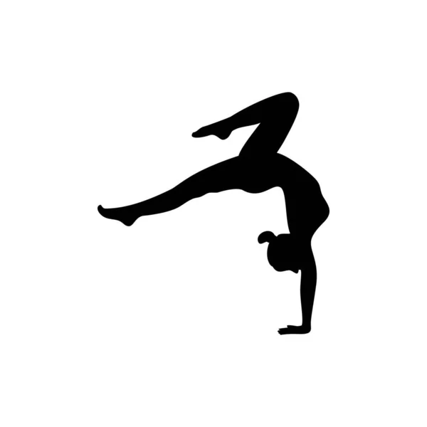 Junge Frauen Silhouette Üben Yoga Position Logo Vektor — Stockvektor