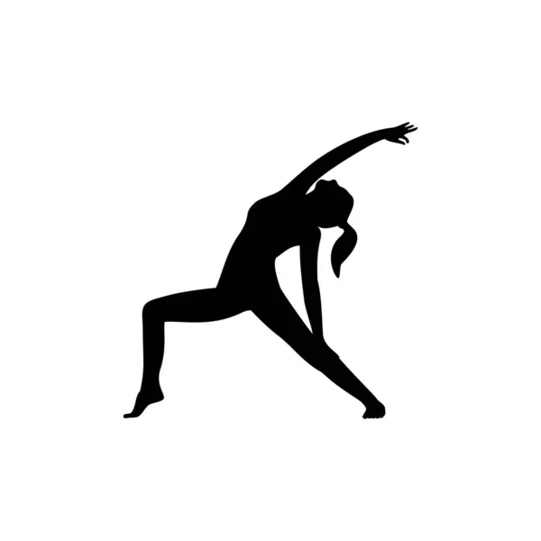 Jeune Femme Silhouette Pratiquant Yoga Position Logo Vecteur — Image vectorielle