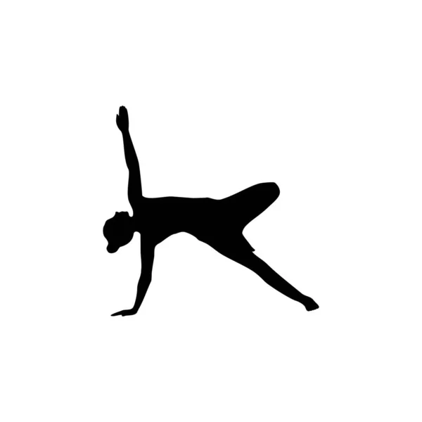 练习瑜伽姿势的年轻女性轮廓标识向量 — 图库矢量图片