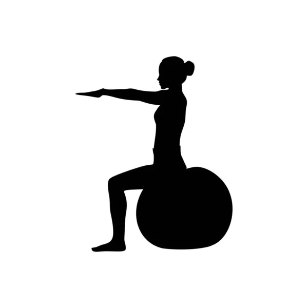 Junge Frauen Silhouette Üben Yoga Position Logo Vektor — Stockvektor