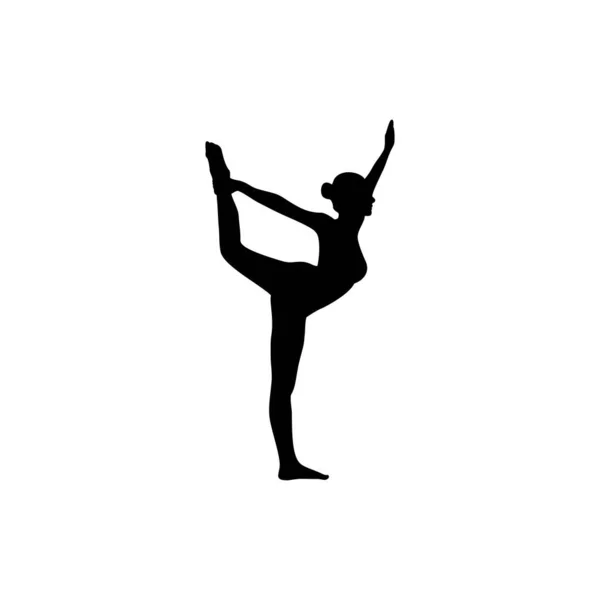 Unga Kvinnor Silhuett Utövar Yoga Position Logotyp Vektor — Stock vektor