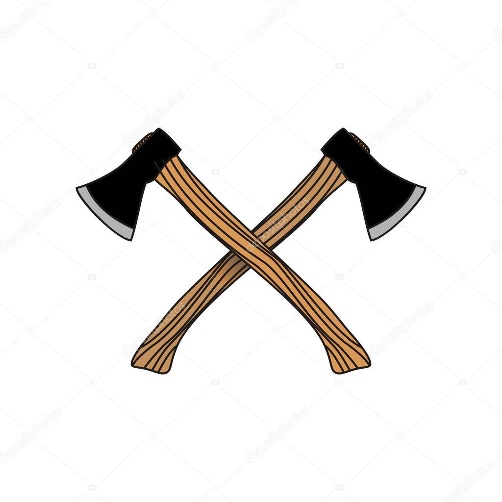 Cross ax fire rescue tools logo vector design