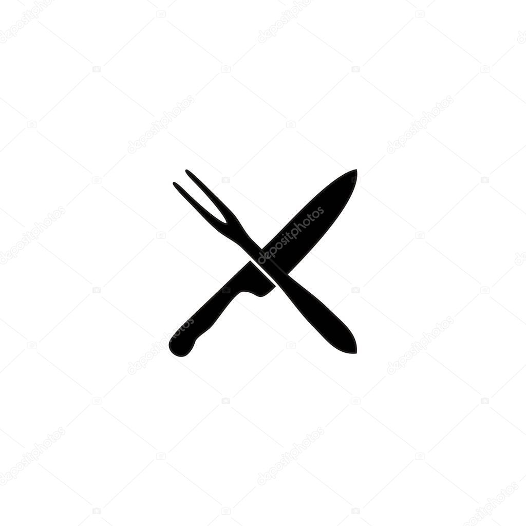 cross knife and fork grill tools logo vector