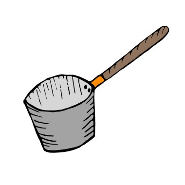 Bir kepçe çizimi. Tasarım için karalama vektörü izole ögesi.