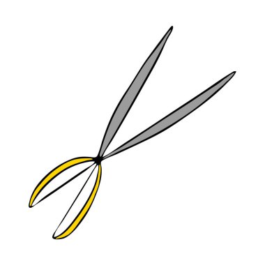 Makas eskizi. Beyaz arkaplanda karalama izole ögesi. Vektör illüstrasyonu.