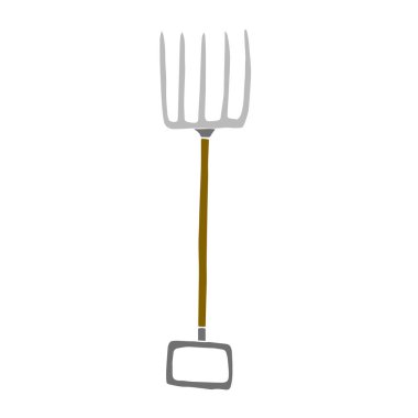 Güzel bahçe aleti, çatal. Beyaz arkaplanda vektör karalama ögesi.