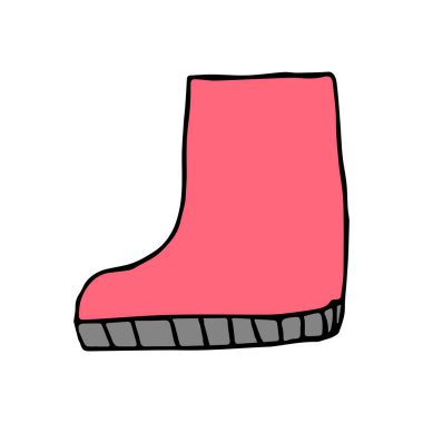Basit bir kırmızı çizme çizimi. Karalama çizimi. Tasarım için vektör izole öge.