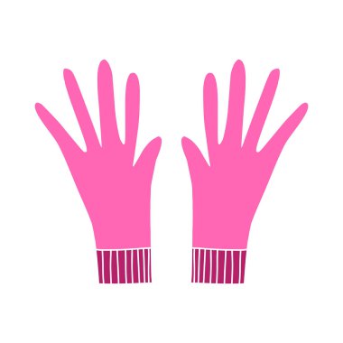 Bir çift çalışan lastik eldiven çizimi. Tasarım için vektör ögeleri.