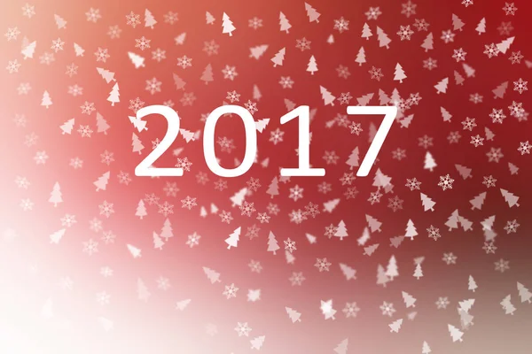Feliz año nuevo 2017 Abstracto rojo y blanco con copos de nieve y árbol de Navidad para el fondo . — Foto de Stock
