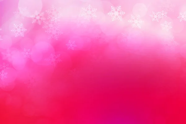 Abstract bokeh and snow flakes background, pink and white. — Stock Photo, Image