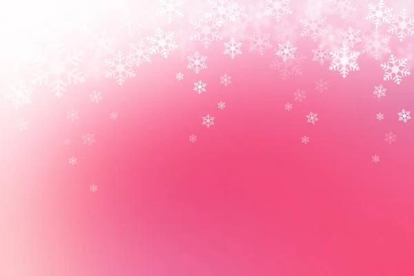 Abstract winter background, snow flakes falling on pink gradient — Stock Photo, Image