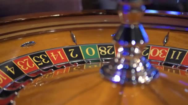 Close Shot Roulette Wheel Spinning Casino Gambling — Stock video