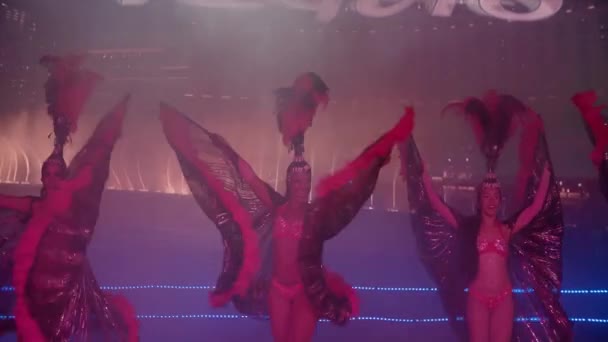 Vegas Spectacle Danseurs Douches Filles Dansant Performance — Video