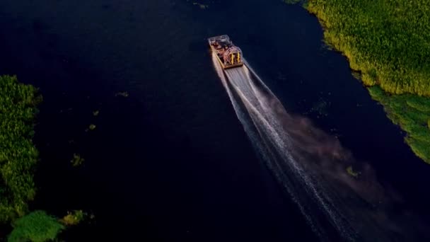 Letecký Záběr Vzduchového Člunu Bayou Vodě — Stock video