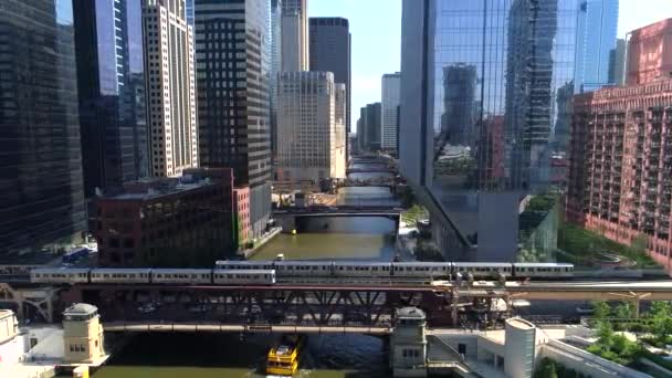 Ponti Sul Tram Del Fiume Chicago — Video Stock