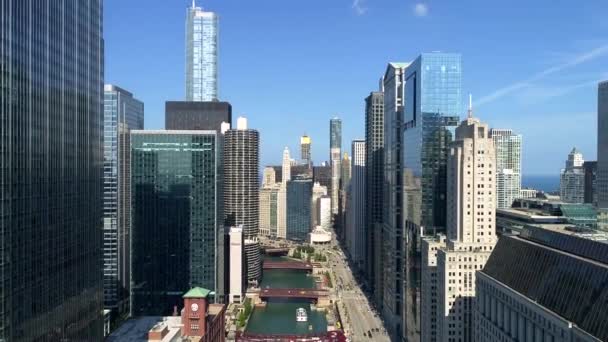 Centrala Chicago Spårväg Chicago Flod — Stockvideo