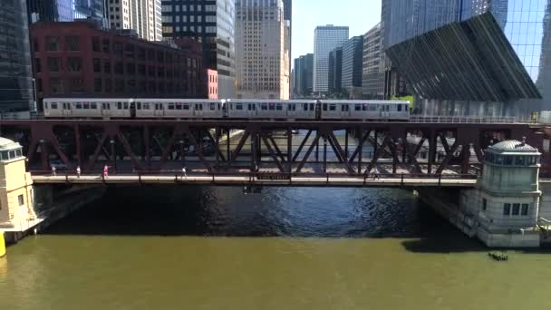 Chicago Tramvayı Şehir Merkezinde — Stok video