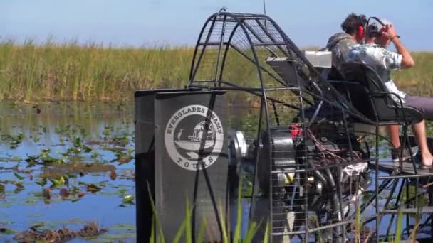 Everglades Mocsári Túra Léghajó Lassított Felvétel — Stock videók