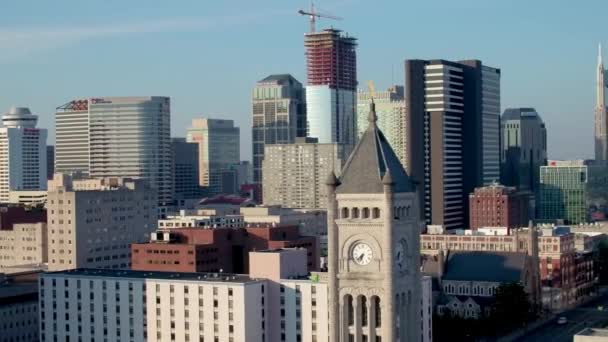Nashville Cityscape Aerial Drone — стоковое видео