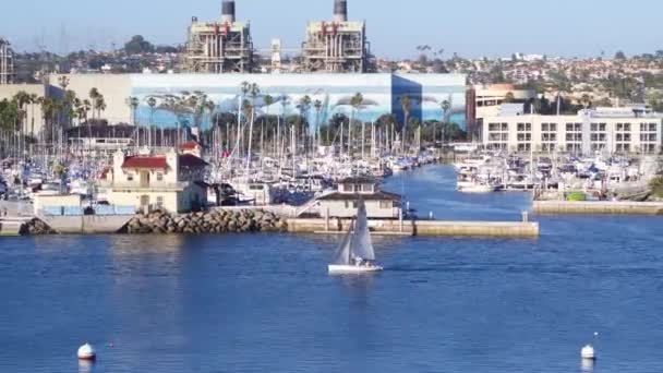 Segelbåt Redondo Beach Marina — Stockvideo