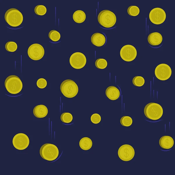 Koyu gri arkaplan, beyaz banknotlar ve bozuk paralar düşüyor.